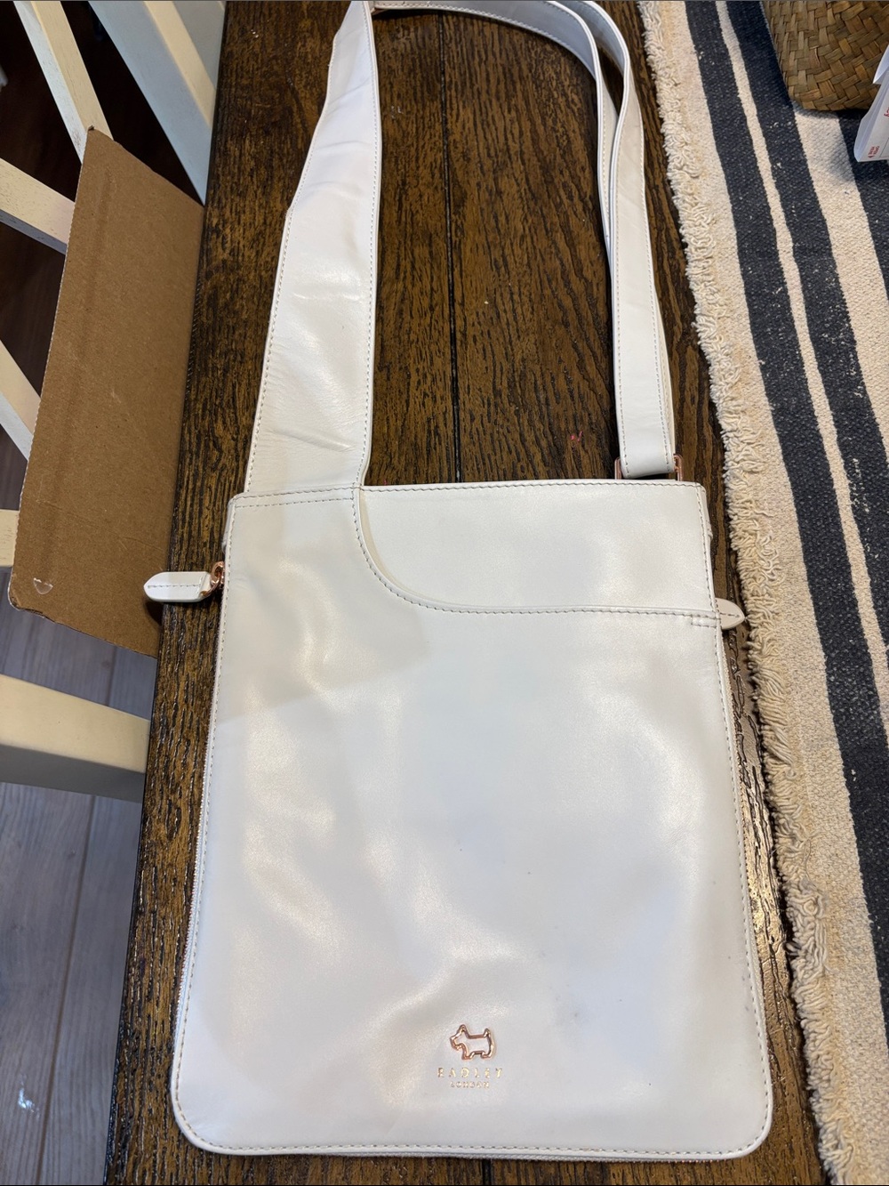 White Crossbody Shoulder Bag with Rose Gold Accent